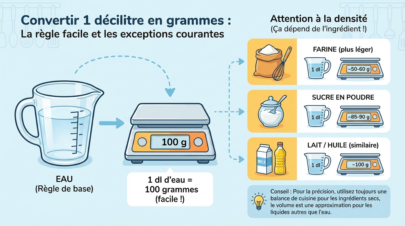 Come convertire i decilitri in grammi?