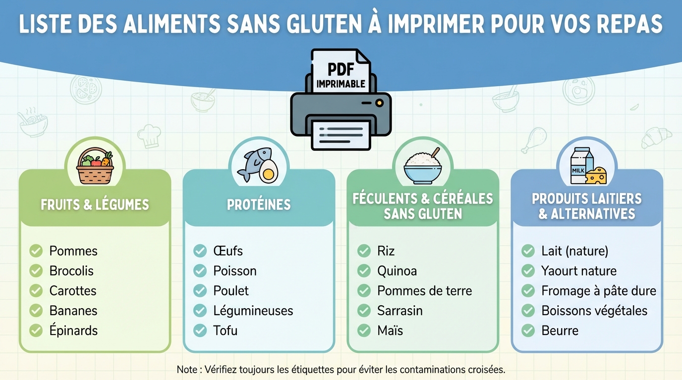 Lista degli alimenti senza glutine da stampare