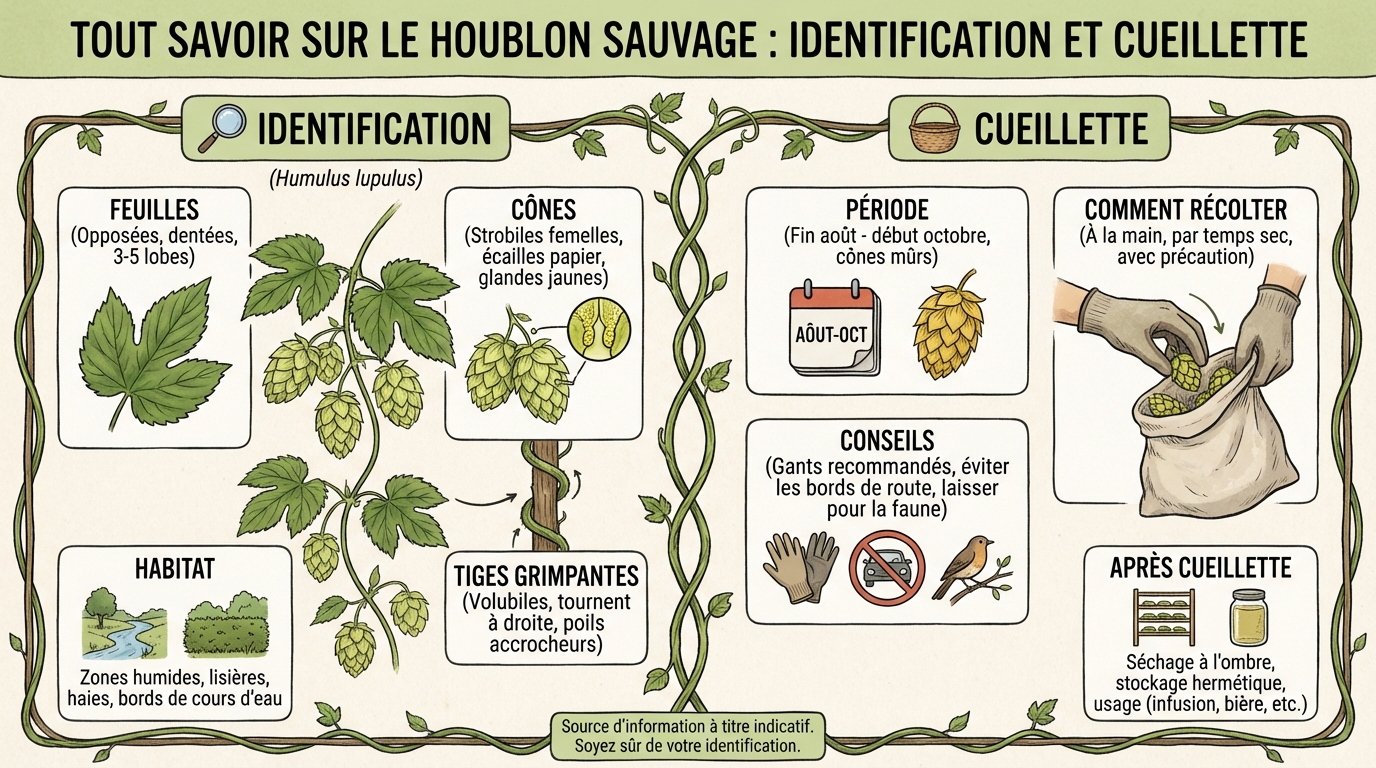 Tutto sul luppolo selvatico: identificazione e raccolta 1 Où et quand cueillir le houblon sauvage ?
