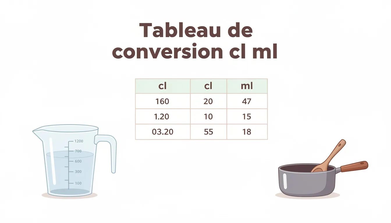 Tableau de conversion cl ml